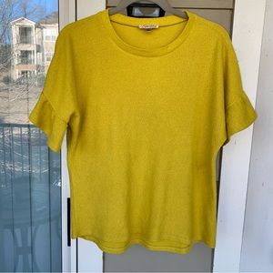 VINTAGE LAVISH Women’s Short Sleeve Ruffle Knitted Top